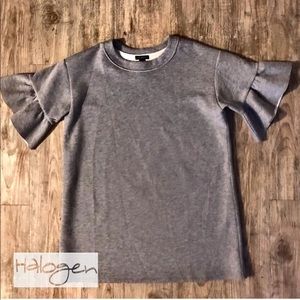 Halogen sweatshirt ruffled sleeve dress